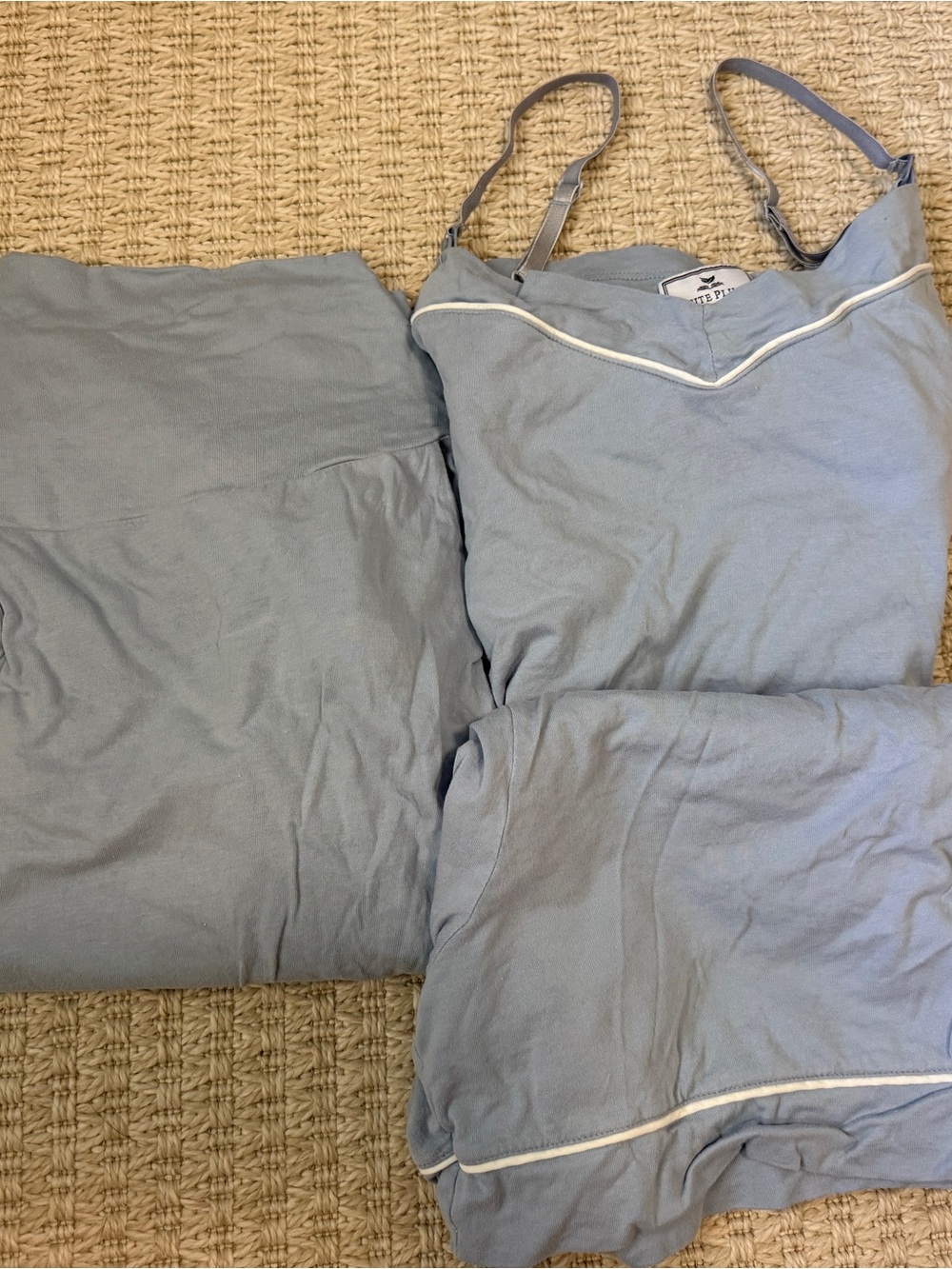 Petite Plume Light Blue Women's Maternity Pants & Shorts Pajama Set